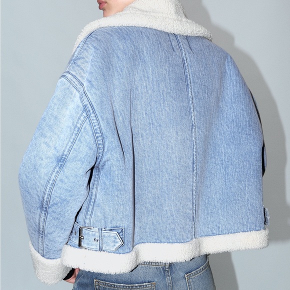 ZARA SHEARLING BIKER JACKET - Picture 2 of 8